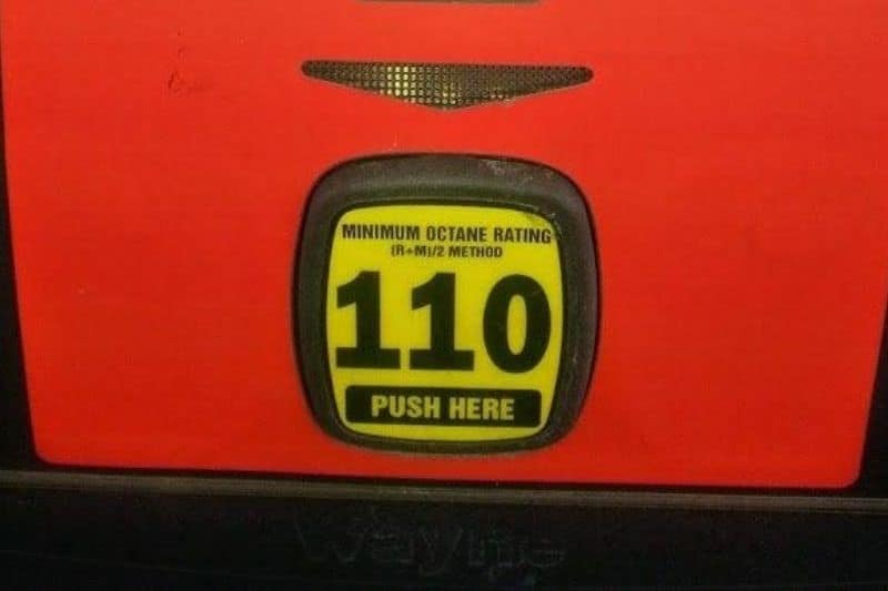 A 110 octane gas at a gas station