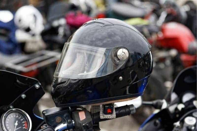 A close up picture of a motorcycle helmet.