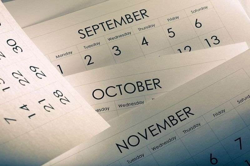 Calendar displaying different months.