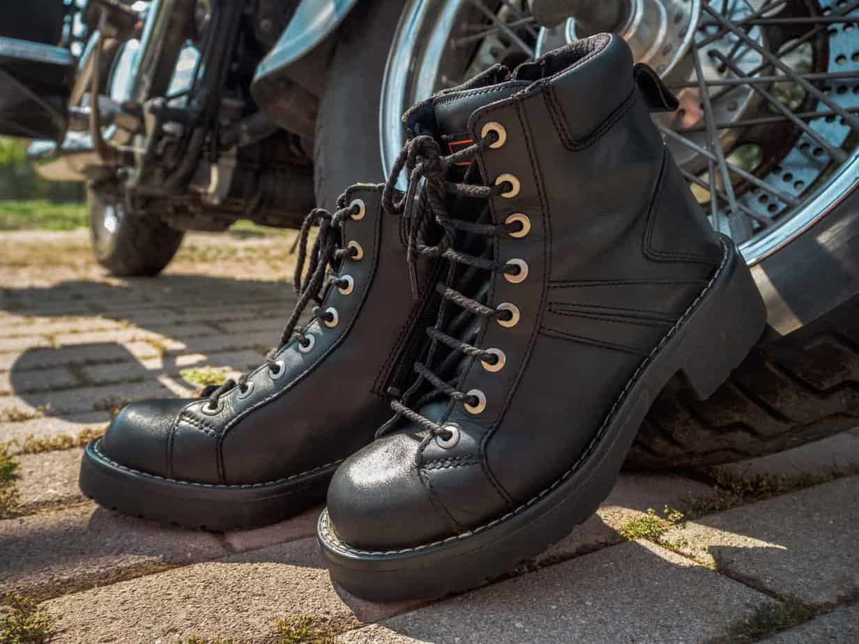 hiking boots on a motorcycle