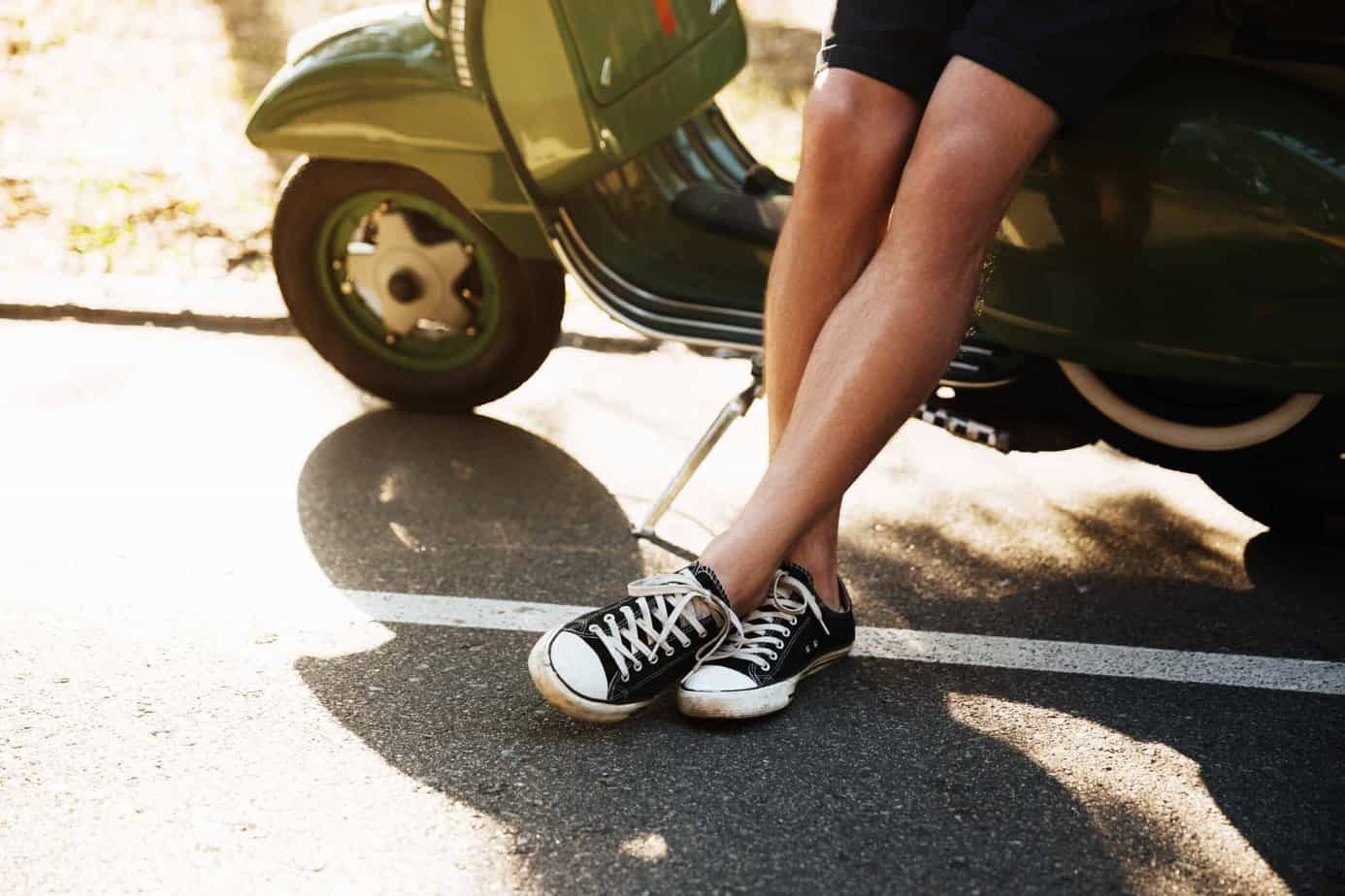 trainers on a motorcycle