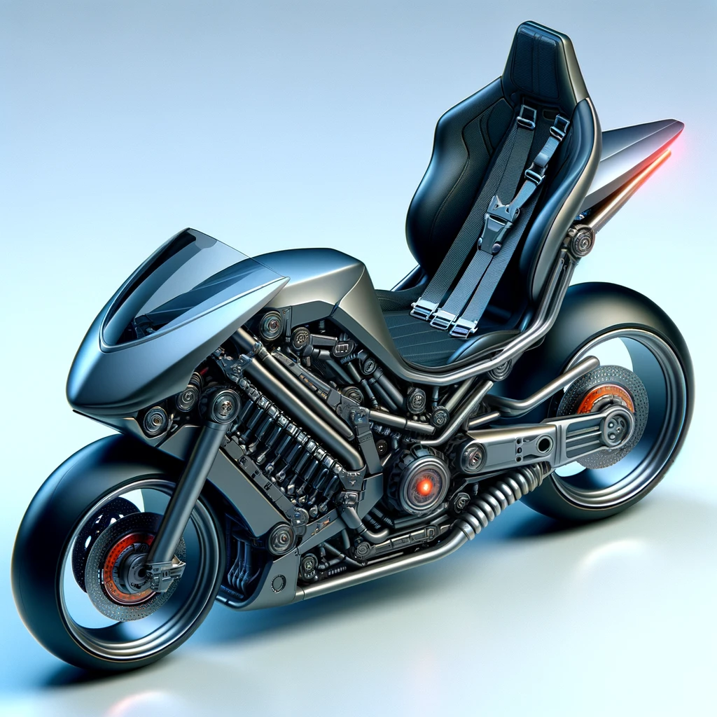 Concept of a seatbelt on a motorcycle