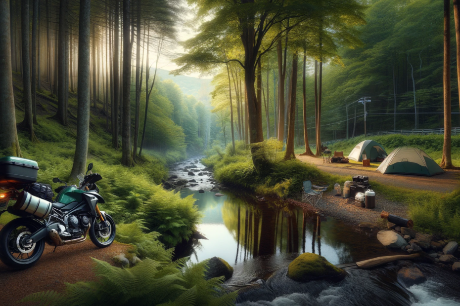 motorcycle-camping-scene-in-Vermont