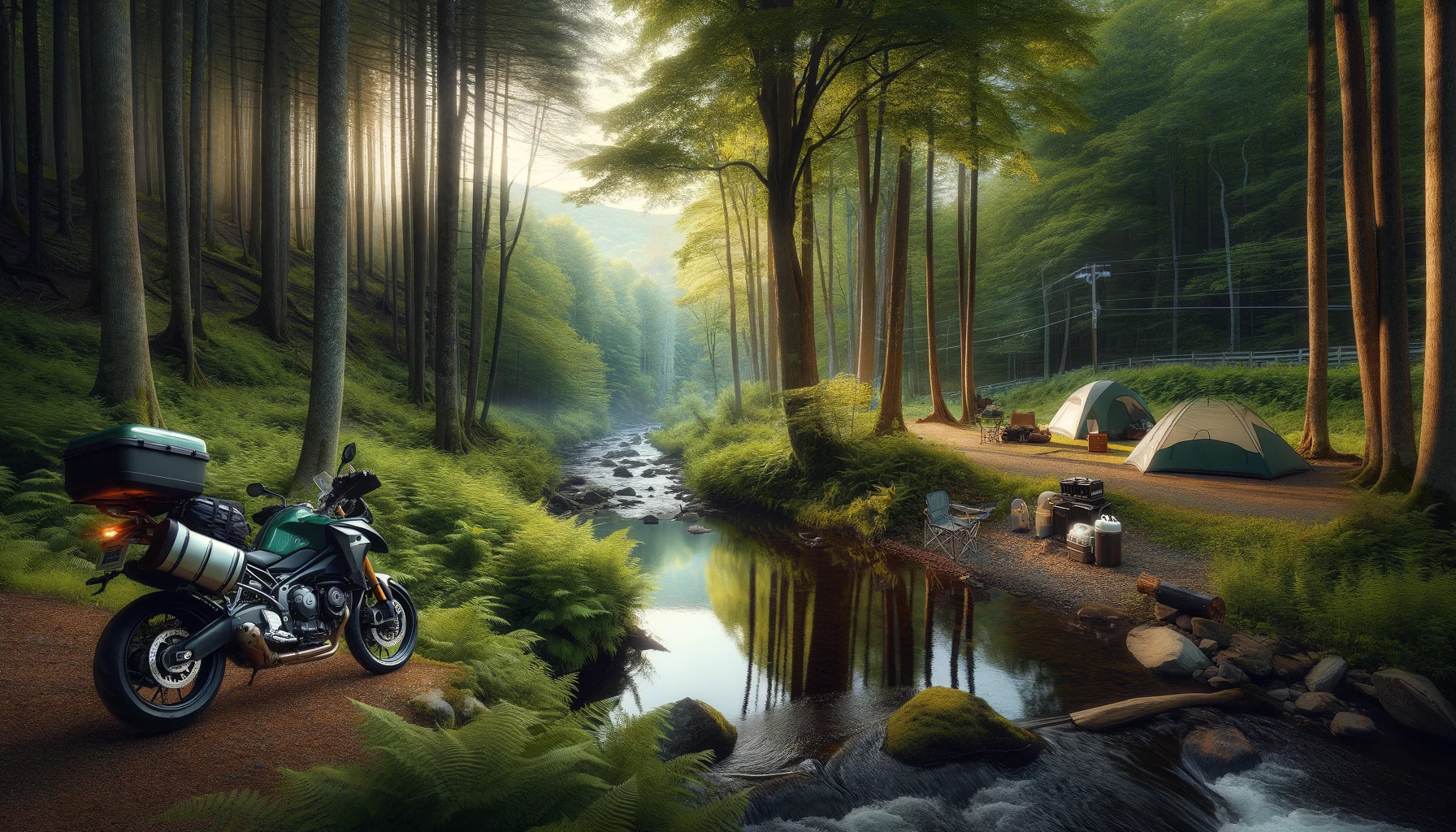 motorcycle-camping-scene-in-Vermont